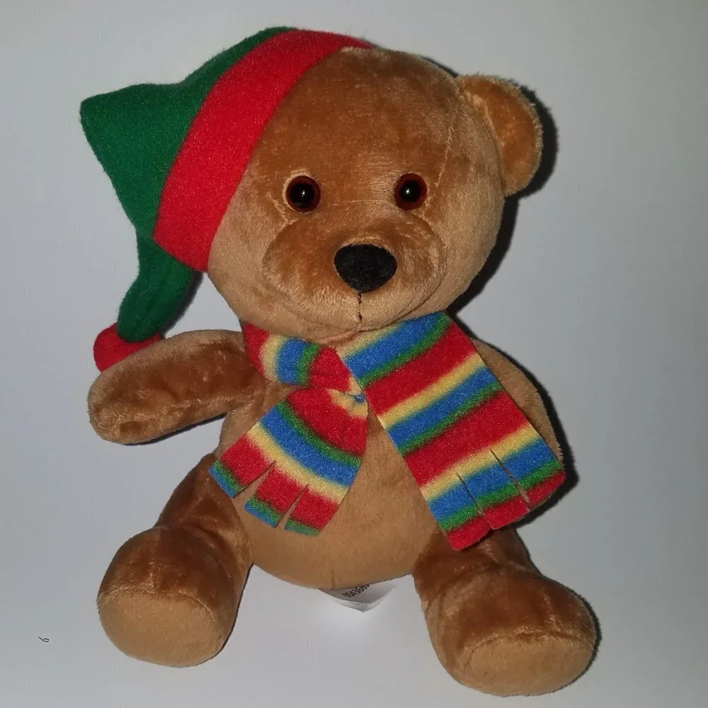 2 Caltoy Christmas Plush Lot Puppy Dog Teddy Bear Stuffed Toys Scarf Santa Hat